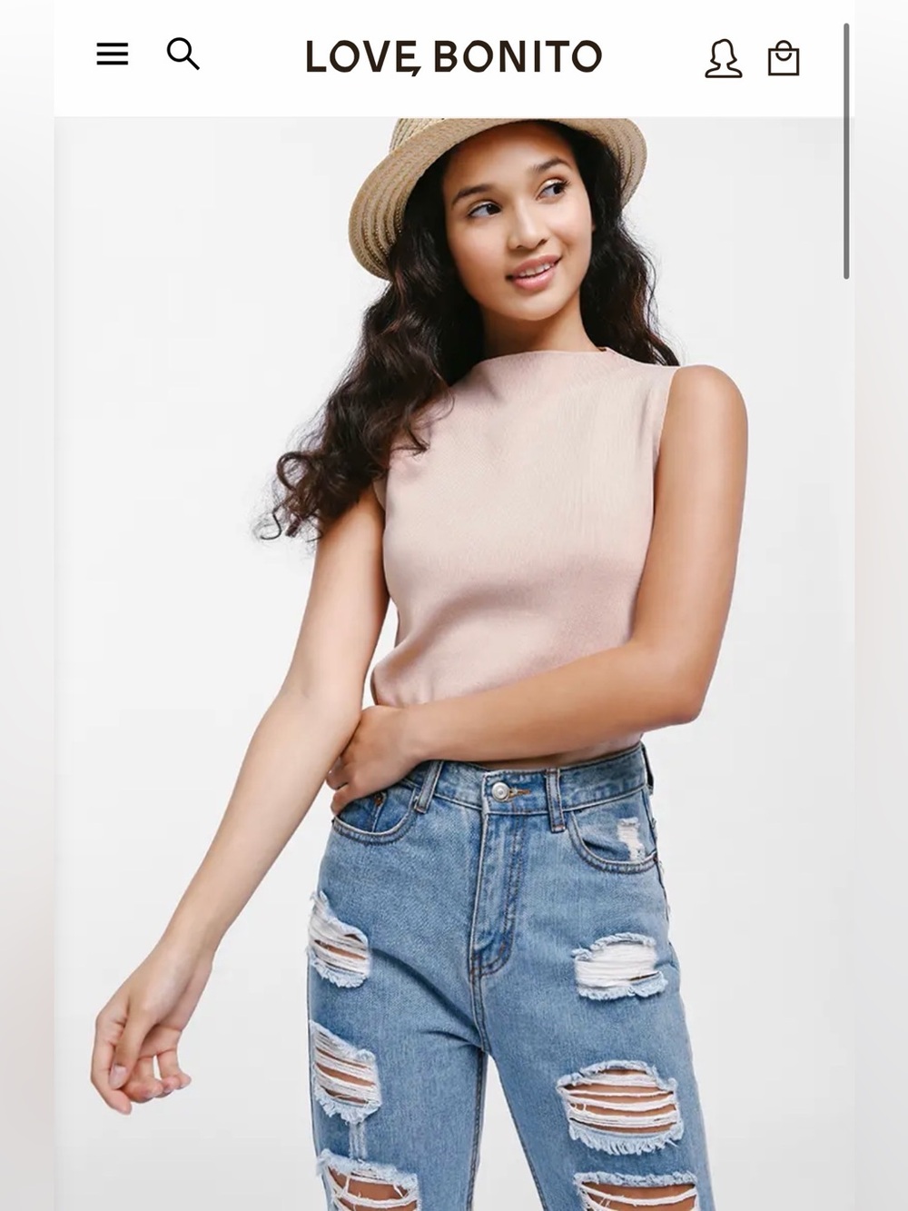 Love Bonito Haniela Dusty Pink Funnel Knit Top